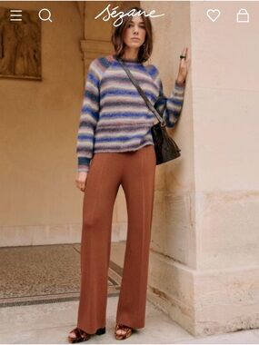 Sezane - Matthew 100% Merino wool pants - S - Hazelnut colour